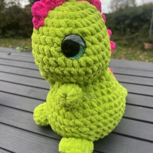 Cute Crochet Dinosaur Gift - Handmade Amigurumi Plush with Glitter Eyes
